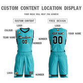 Custom Aqua Black Classic Sets Mesh Basketball Jersey